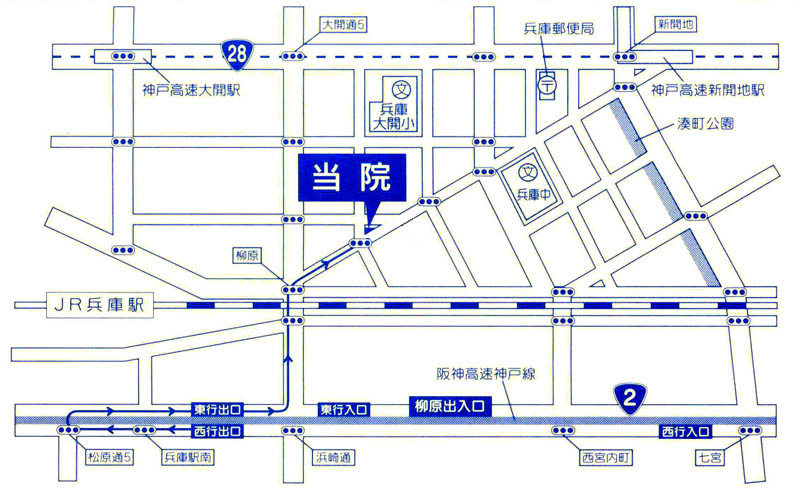 小島外科お車でのご案内図
